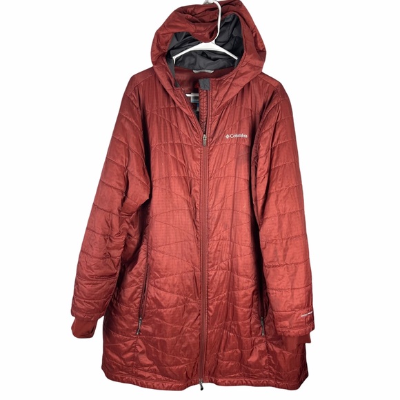 Columbia Jackets & Blazers - Columbia Omni heat long line puffer coat red hood